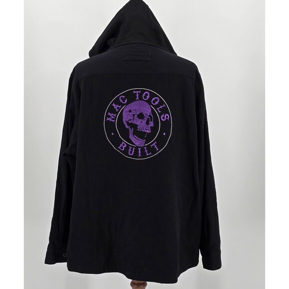 Mac Tools Flannel Lined Hooded Jacket Men's 2X Black Purple Skull - Picture 4 of 9